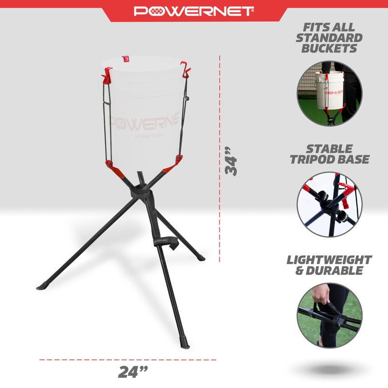 PowerNet Baseball & Softball Ball Caddy, Universal Caddy Holds a Standard Bucket of Baseballs, Softballs or Tennis Balls, for Batting Practice, Training & Drills - Image 3